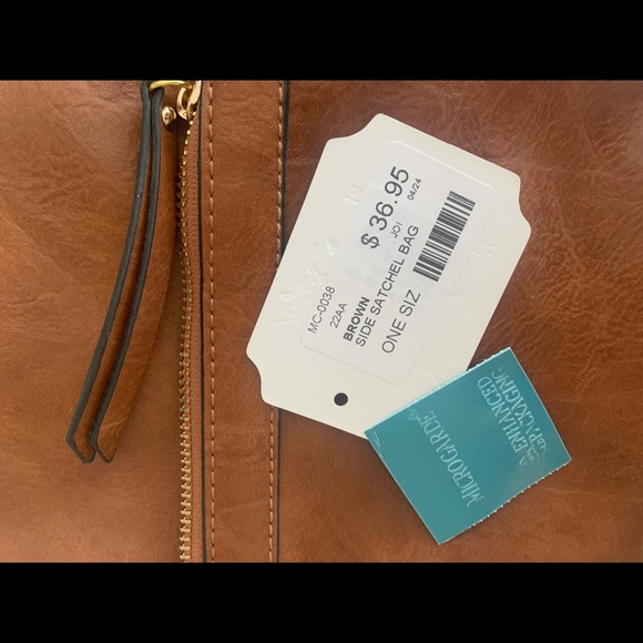 Brown (vegan) leather satchel bag, NWT. - Picture 2 of 5